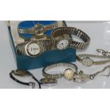 Handley 9ct white gold cased watch, Omega vintage watch together with a quantity of other vintage