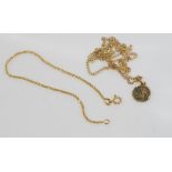 18ct yellow gold bracelet & 9ct chain & pendant 18ct weight: 2.32 grams, 9ct weight: approx 3.7