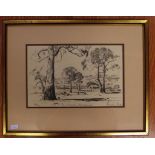 Douglas Pratt ' The Selector's Homestead ' etching , 34/100, signed lower right, 16 x 25.5cm approx