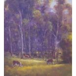 Kevin John Best (1932-2012) oil on board untitled, cattle grazing, signed lower right, 39.5 x 49.