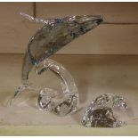 Swarovski Crystal SCS 25 Paikea Whale & plaque, #1095228, with original box, 16cm high approx.