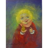 David Boyd (1924-2011), untitled angel oil on board, signed lower left, 20cm x 15.5cm approx.