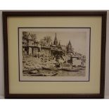 Lionel Lindsay (1874-1961) "The Burning Ghat" drypoint, signed in pencil lower left, limited edition