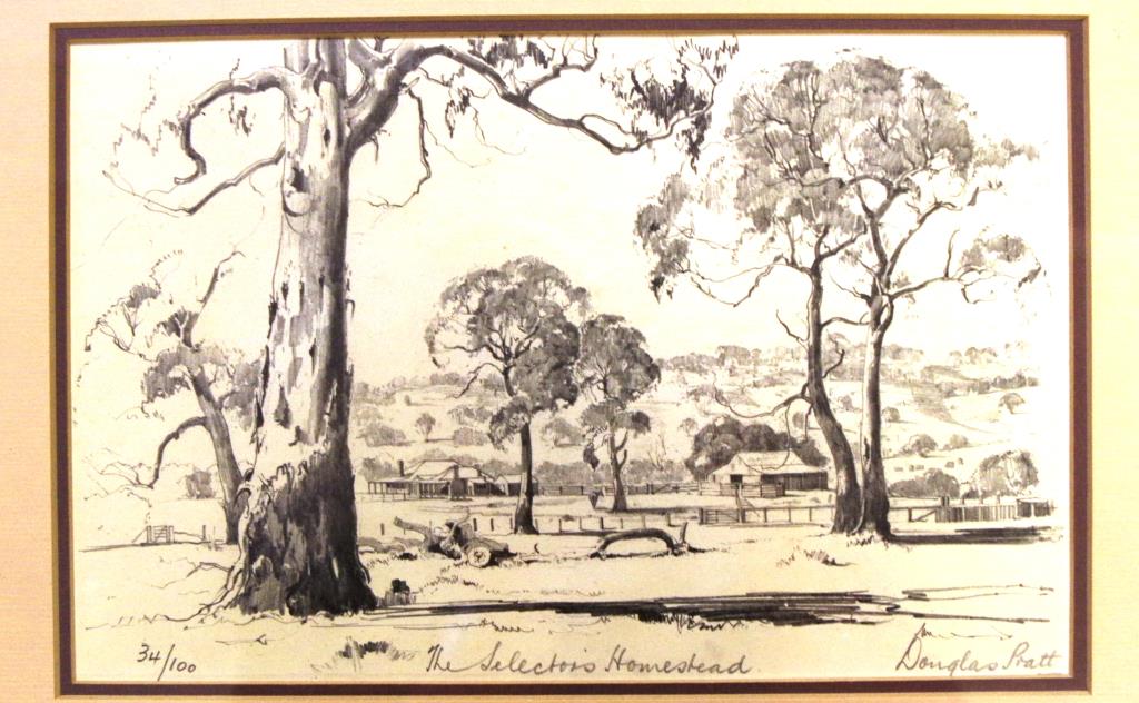 Douglas Pratt ' The Selector's Homestead ' etching , 34/100, signed lower right, 16 x 25.5cm approx - Bild 2 aus 2