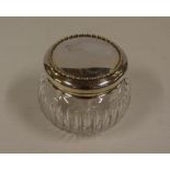 Sterling silver & cut crystal glass jar 8 cm high approx.