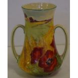 Royal Doulton "poppies in cornfield " vase with twin handles, H16cm approx