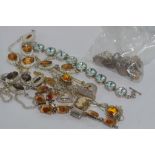 Various jewellery including necklace & bracelets with 925 markings and a bag of charms