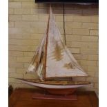 Large vintage model yacht 113cm high approx.