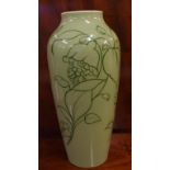 Moorcroft green floral vase blue signature and impressed mark to base, 30cm approx