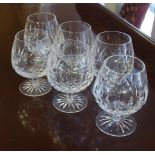 Six Waterford crystal brandy balloons 'Lismore' pattern