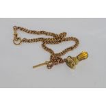 Antique 9ct gold Albert with citrine seal & t-bar C1890, total weight: approx 49 grams, size: approx