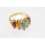 Multi-stone ring marked 14K weight: approx 4.4 grams, size: N/7