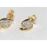 9ct yellow gold and diamond studs weight: approx 1.1 grams