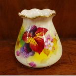 Royal Worcester handpainted vase berry & gilt decoration, signed K. Blake, 8.5cm high approx.