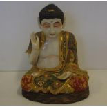Large Satsuma Buddha on a timber stand 29cm high, as inspected