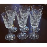 Six Waterford crystal sherry glasses 'Lismore' pattern