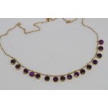 Good 14ct yellow gold and amethyst necklace weight: approx 7.53 grams