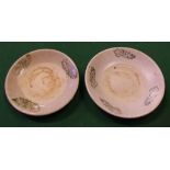 Two Antique Chinese kitchen Ming plates D16cm approx