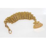 Antique 14ct gold mesh fob chain with gold seal. total weight 20.3gm
