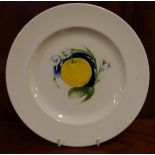 Rare 1930s Moorcroft Flowers & Fruit plate with impressed mark, 23.5cm diameter approx
