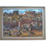 Sam Byrne, (1883-1978) , Thckaringa diggings oil and mixed media. Signed lower right, 55cm by