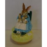 English Beatrix Potter musical figure Mrs Rabbit, 19cm high approx.