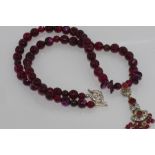 Facetted agate bead necklace with bolt clasp marked 925