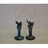 Pair of Colin Heaney art glass goblets both signed & dated 2001, 23cm high approx.