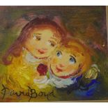 David Boyd (1924-2011), 'Good Mates' oil on board, signed lower left, 17cm x 19 cm approx.