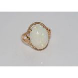18ct gold, diamond & solid 5ct Aust. opal ring weight: approx 3.5 grams, size: approx N/6-7