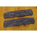 Pair of ornately carved Chinese zitan paperweights 25.5cm long