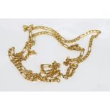 18ct yellow gold long flat link necklace weight: approx 44.7 grams, size: approx 84cm length