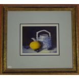 Maureen M. Klees, oil on board 'Blue and Lemon', signed lower right, 14.5 x 18.5cm approx