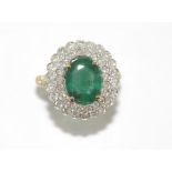 18ct two tone gold, emerald and diamond ring emerald 3.6ct, diamond TDW=1.22ct, weight: approx 7.1
