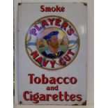 Advertising enamel sign 'Smoke Player's Navy Cut Tobacco and Cigarettes', circa 1920, 76 x 51cm