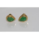 14ct yellow gold and green stone earrings weight: approx 2.94 grams (tested as 14ct)