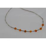 Silver and amber necklace