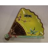 Antique European majolica fan dish 26cm wide