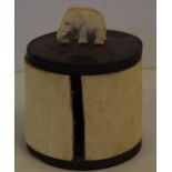 Antique Ivory and timber elephant top lidded pot C1920s, H14cm approx (as inspected). NB. This