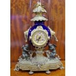 French Richond a. Paris19th century mantle clock with eight day striking movement (bell), in figural