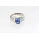 18ct white gold Ceylon sapphire & diamond ring sapphire 2.25cts, 6 diamonds, TDW 0.72cts, weight: