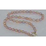 Pink baroque pearl necklace with toggle clasp