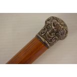 Antique silver mounted walking stick 91cm long