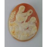 Well carved large unset Italian cameo C1880 "Crowning the beauty", size: approx 6.5 by 5cm