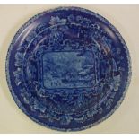 Antique blue & white plate - "London Views" C:1830, restored