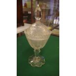 Rare Georgian English glass honey jar C1790, 32cm high approx