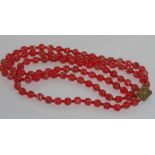 Three strand glass necklace marked Made in France size: shortest strand 38cm in length