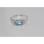 10ct white gold and aquamarine& diamond ring weight: approx approx 3.8 grams, size: N/6-7