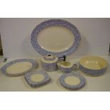 Royal Doulton Art Deco part dinner service Envoy pattern, comprising teapot, bowl, 2 platters,