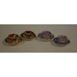 Four antique miniature cups & saucers bone china, circa 1850